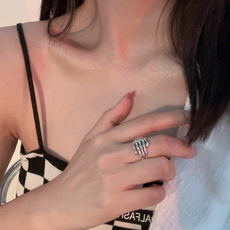 Nhẫn Hình Bộ Xương Phong Cách Hip Hop Thời Trang Hàn Quốc Cá Tính Có Thể Điều Chỉnh Dành Cho Nữ