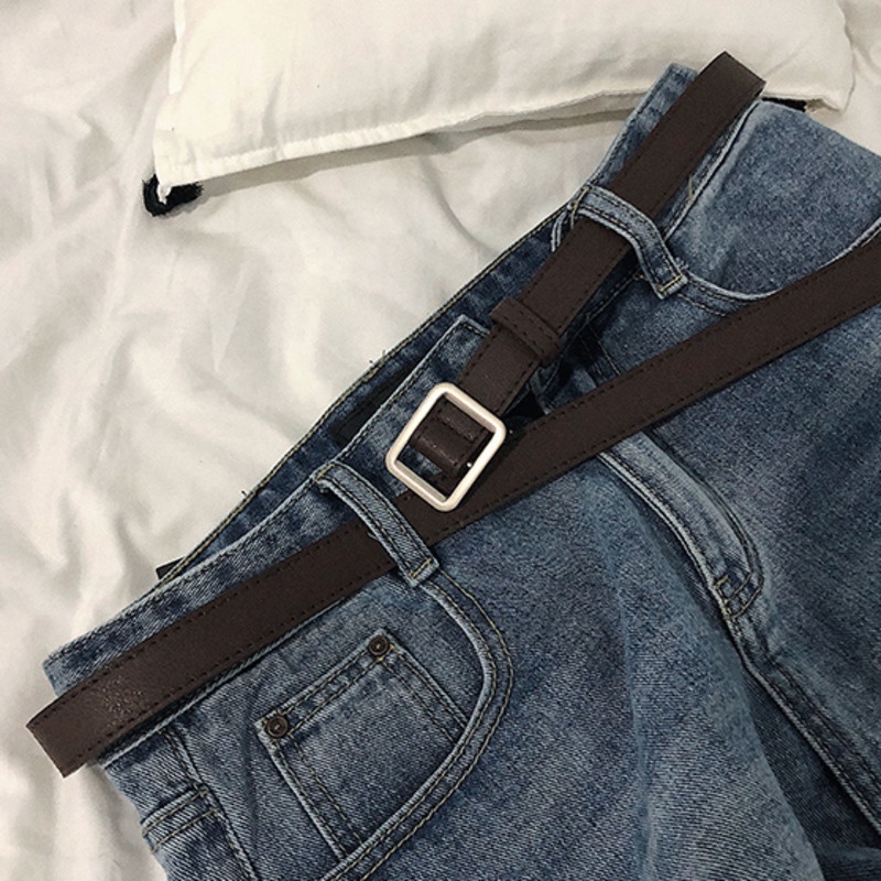 Thắt Lưng Da Mặt Vuông Phong Cách Hàn Quốc Cá Tính Cho Nam Nữ