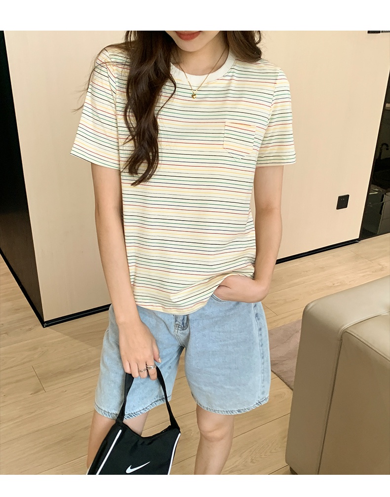 Áo Thun Cổ Tròn Sọc Cầu Vồng 64535