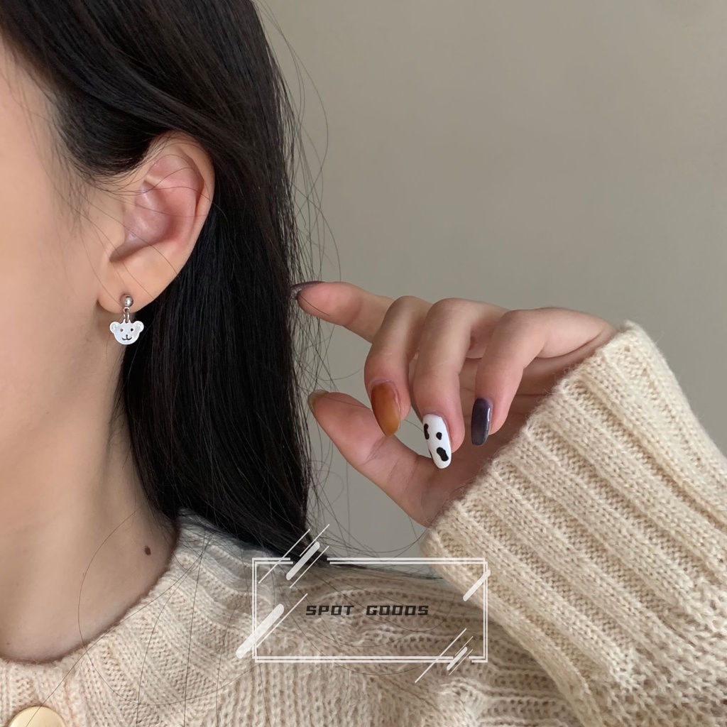 Bông Tai Bằng Thép Titan Hình Gấu Đơn Giản Thời Trang