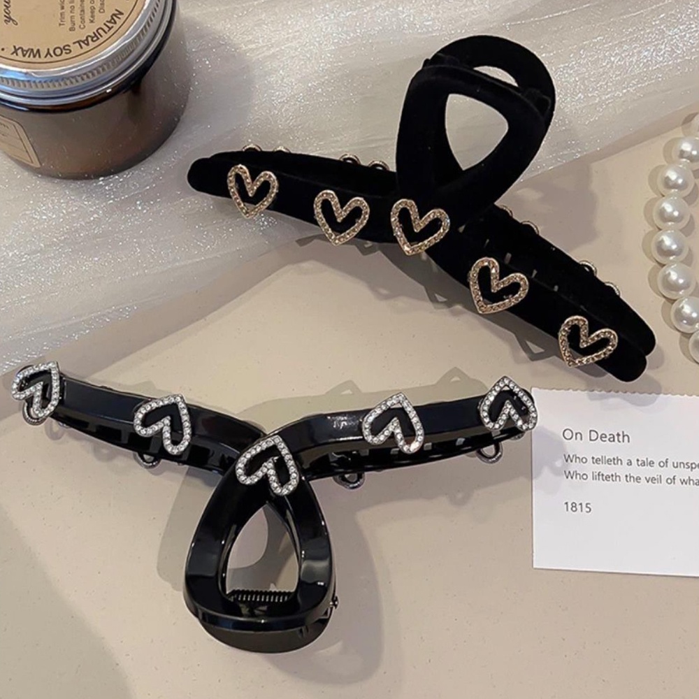 Kẹp Tóc Càng Cua Bằng Da Lộn Màu Đen Sáng Phong Cách Hàn Quốc Cho Nữ