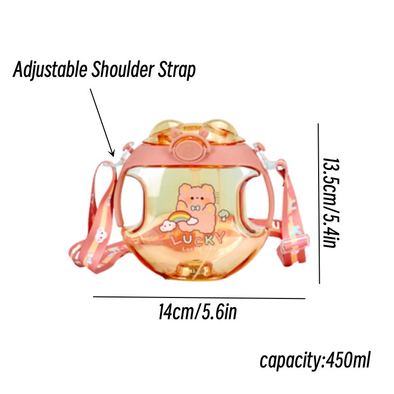 Backpack Bear Bình Nước Nhựa Hình Bánh Donut 450ml Có Ống Hút Và Đèn Dễ Thương