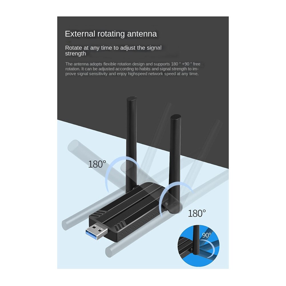Thẻ Mạng Không Dây USB WiFi 6E AX3000 2.4G / 5G / 6GHz Cho Win10 / 11