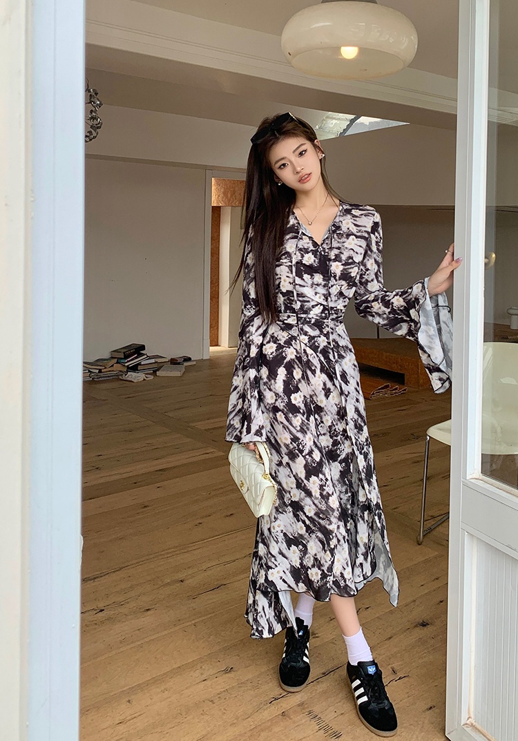 Đầm Hoa Tay Loe Phong Cách Pháp Cổ Điển Mùa Hè Kiểu Mới 66298