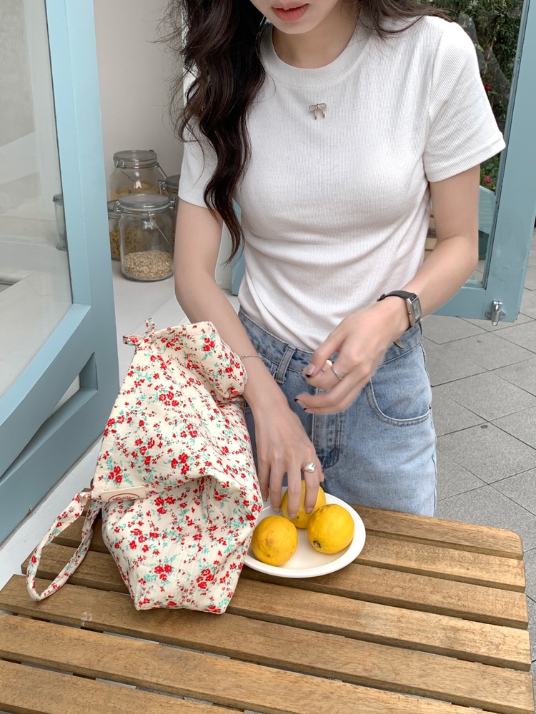 Áo Thun Cotton Co Giãn Thoải Mái Đính Nơ Nhỏ Xinh Xắn 63858