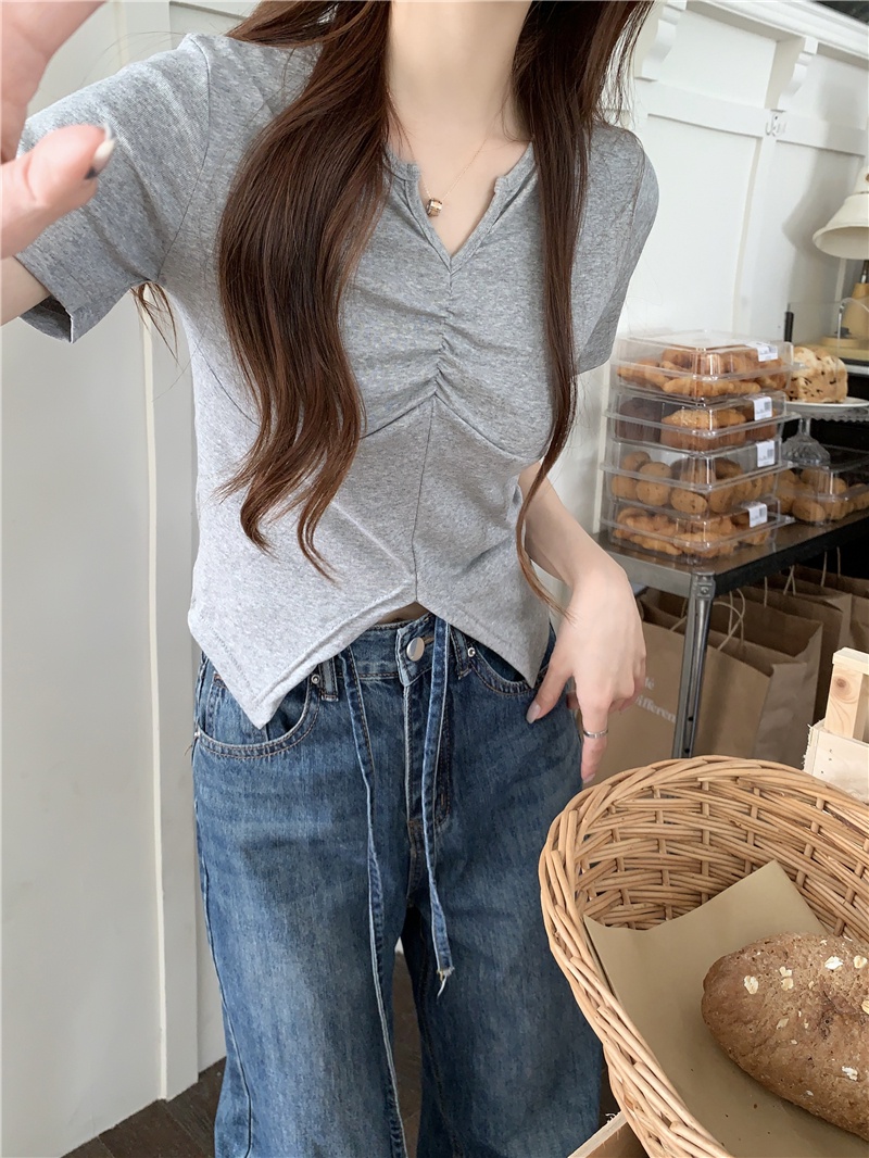 Áo Thun Tay Ngắn Cổ Tròn Bằng Cotton Nguyên Chất Phong Cách Mới 65915