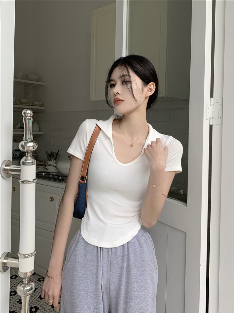 Áo Thun Tay Ngắn Màu Trơn Dáng Ôm Quyến Rũ Dành Cho Nữ