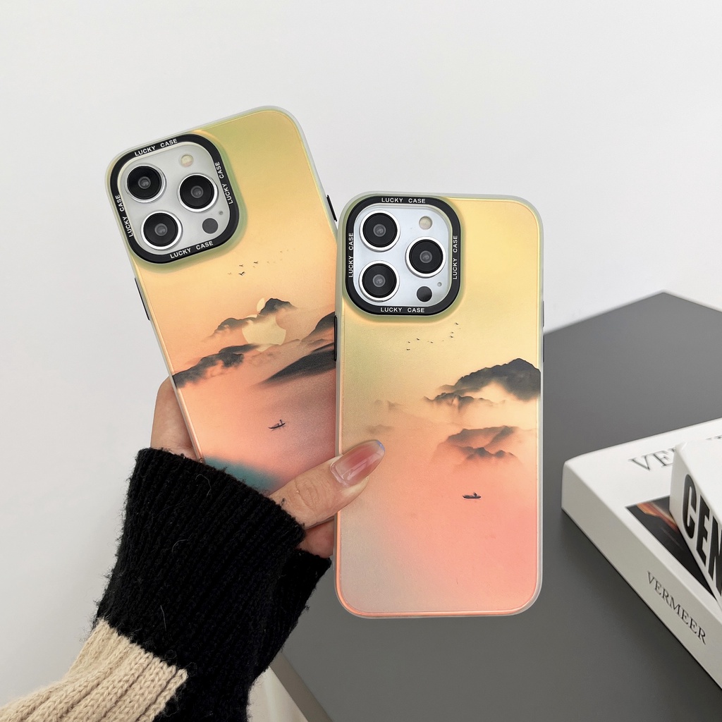 Ốp Điện Thoại TPU Silicon Mềm Chống Sốc Chống Rơi In Họa Tiết Phong Cảnh Dành Cho iPhone 14 13 12 PRO MAX