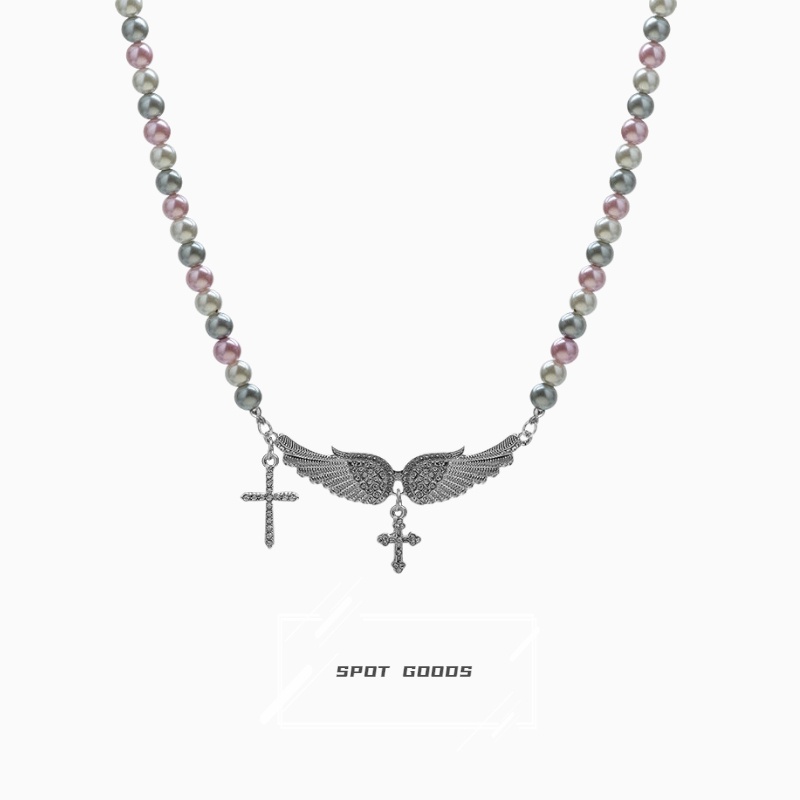 Vòng cổ Sợi Xích Mặt Thánh Giá Đính Ngọc Trai Phong Cách hip hop