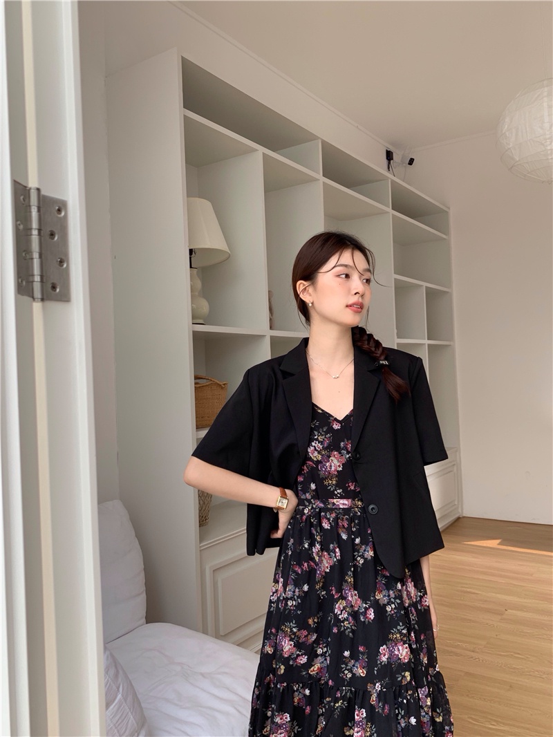 Đầm Hoa Hai Dây Kèm Thắt Lưng Phong Cách Retro Hàn Quốc 65576