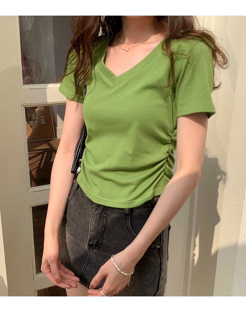 Áo Thun Ngắn Tay Cổ Chữ V Dáng Ôm Thời Trang Mùa Hè Hàng Mới 62402