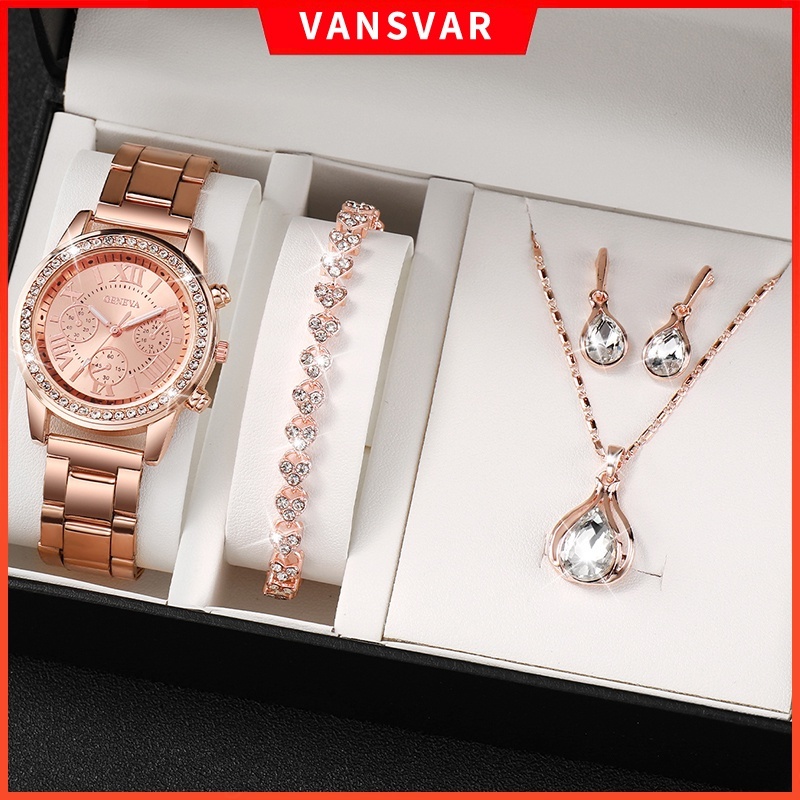 Bộ Đồng Hồ Quartz Nữ Đính Hột Xoàn Thời Trang
