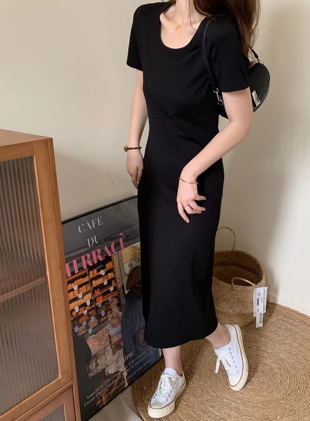Đầm Thun Một Mảnh Ngắn Tay Thoải Mái Đơn Giản Mùa Hè 64413