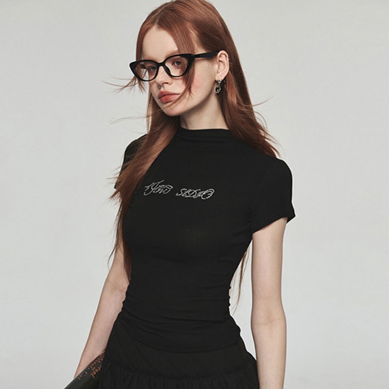 GD1 Áo phông áo croptop áo baby tee Cổ cao Thanh lịch 2023 New Style JN0208