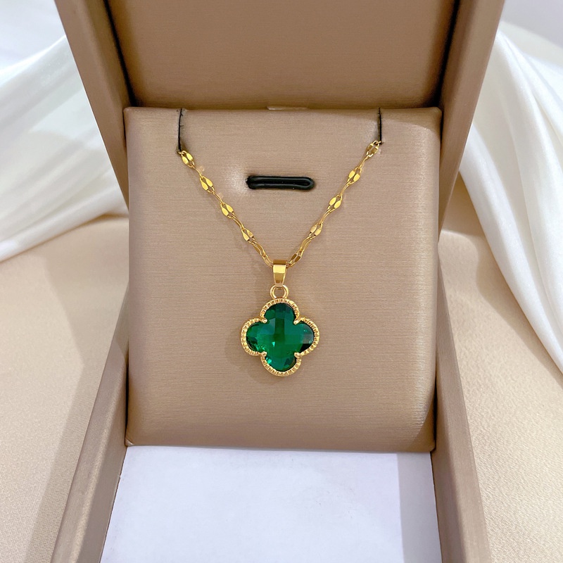 XiaoboACC Dây Chuyền Thép Titan Mạ Vàng Mặt Hoa Đơn Giản Cho Nữ