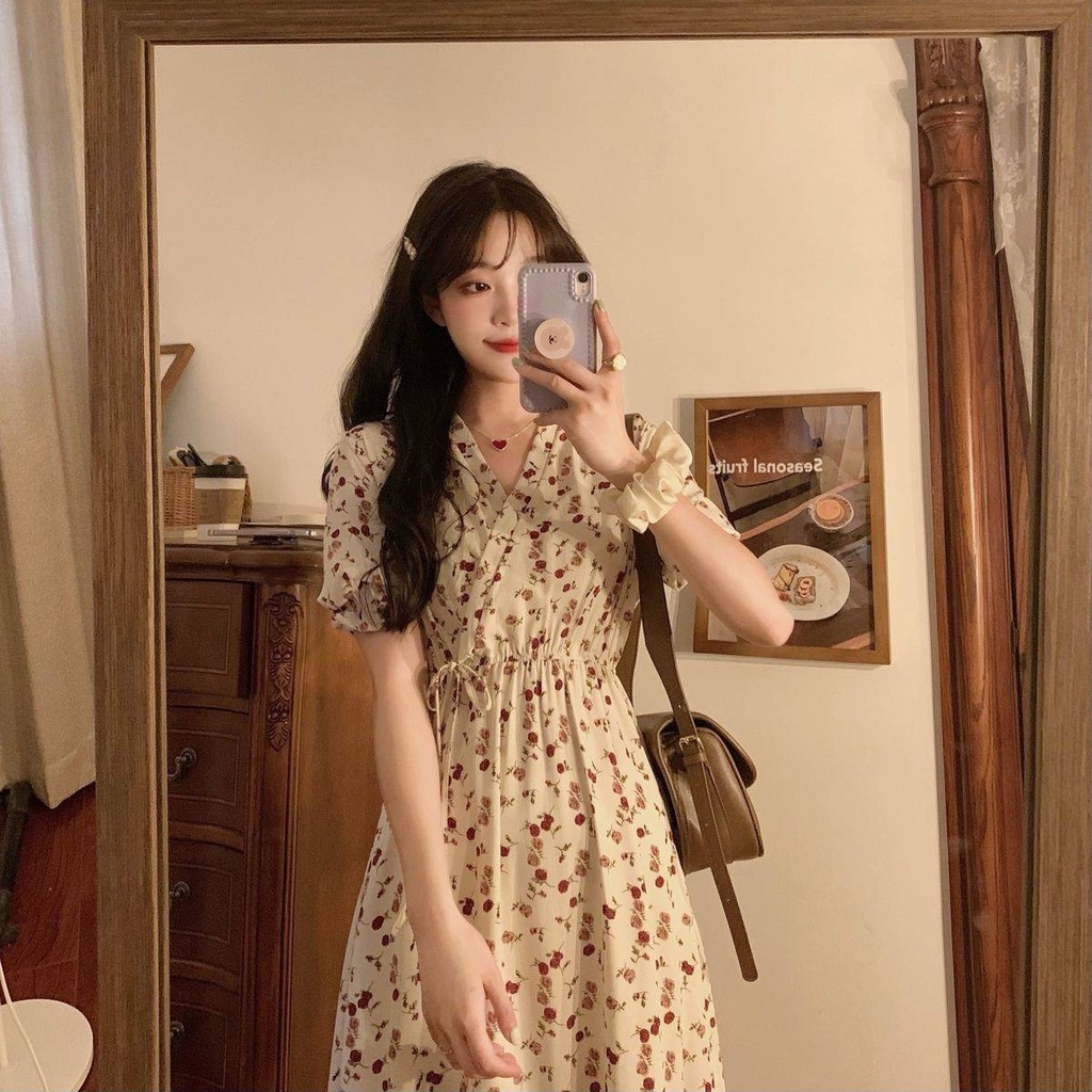 Đầm Voan Hoa Tay Phồng Thời Trang Mùa Hè Pháp Mới 64764