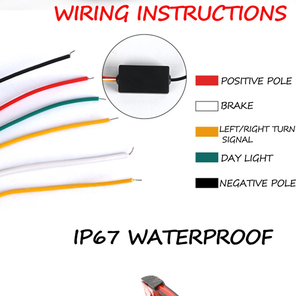 Dải Đèn Led 120cm 12V Sợi Carbon Gắn Đuôi Xe Hơi