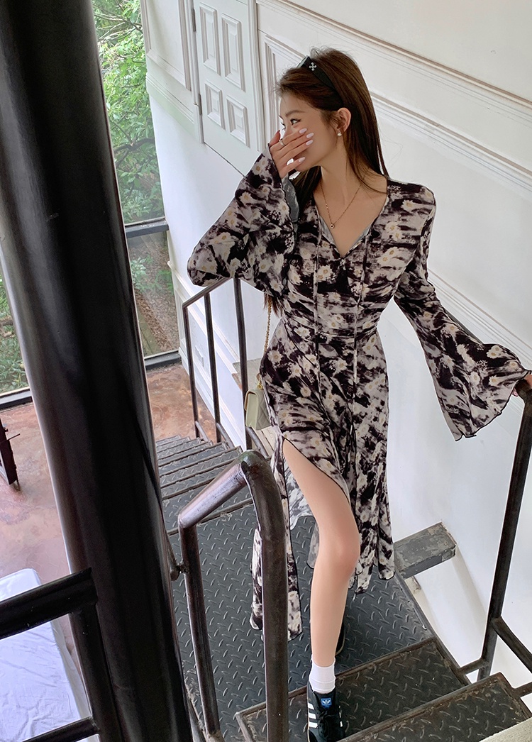 Đầm Hoa Tay Loe Phong Cách Pháp Cổ Điển Mùa Hè Kiểu Mới 66298