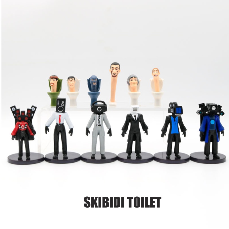 Mini skibidi toilet man pvc hình mô hình đồ chơi trận chiến trò chơi bàn trang trí quạt sưu tầm trẻ em người lớn quà tặng
