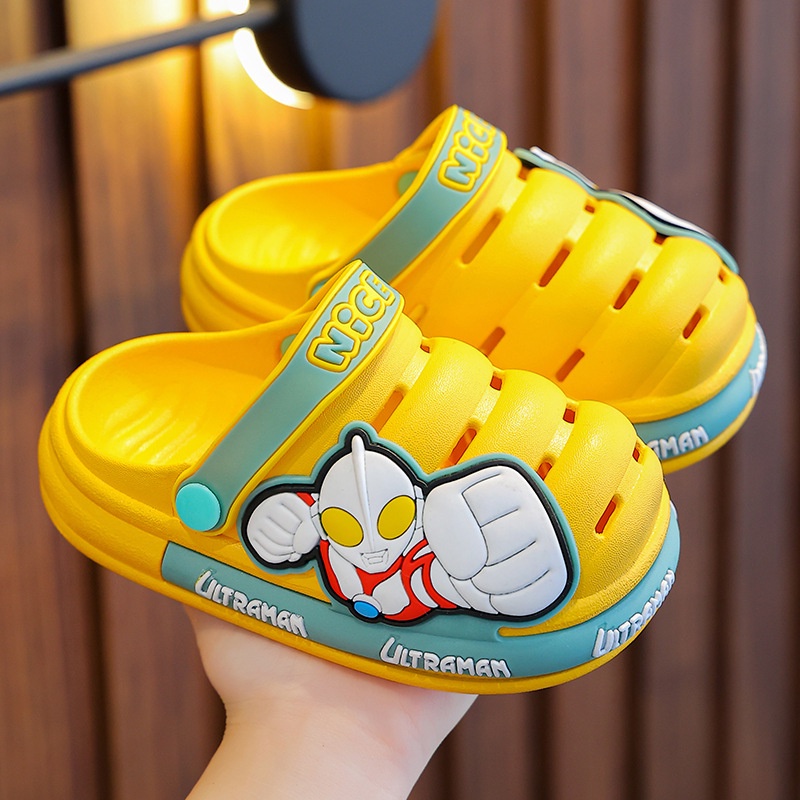 Dép Sandal Đục Lỗ Thoáng Khí Chống Trượt In Hình Ultraman Thời Trang Mùa Hè Cho Bé Trai Và Gái