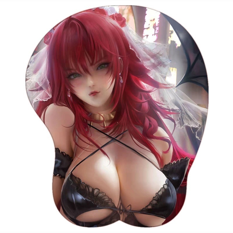 Miếng Lót Chuột Máy Tính 3D Bằng Silicon Gel In Họa Tiết Hoạt Hình Oppai Dễ Thương