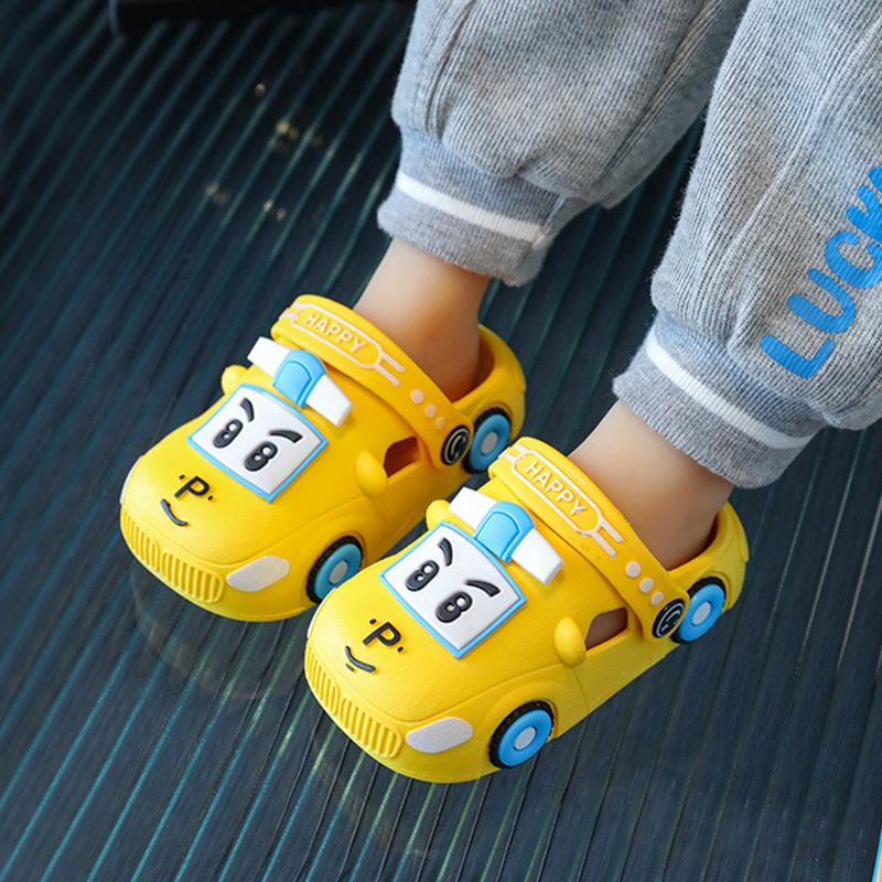 Dép Sandal Đế Mềm Chống Trượt Thoáng Khí In Hình Xe Hơi Hoạt Hình Dễ Thương Dành Cho Bé Trai Sơ Sinh