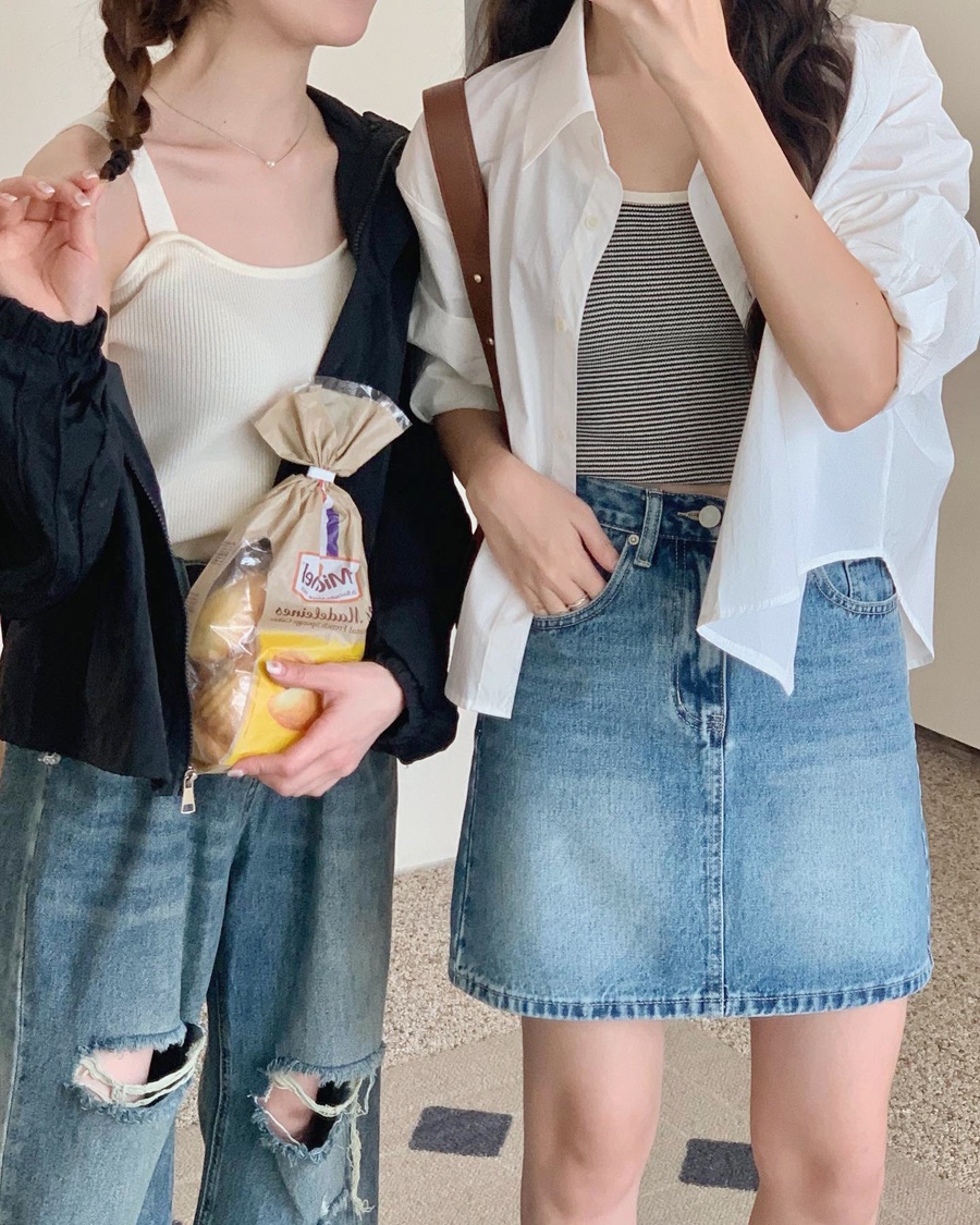 65168 Mùa Hè Hàn Quốc Áo Vest Màu Trơn Đơn Giản Bên Trong