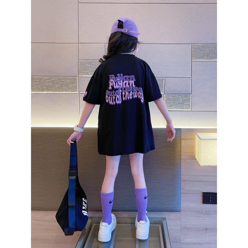 Áo Thun Tay Ngắn Dáng Rộng Thiết Kế Mới Năng Động Thời Trang Dành Cho Bé Gái