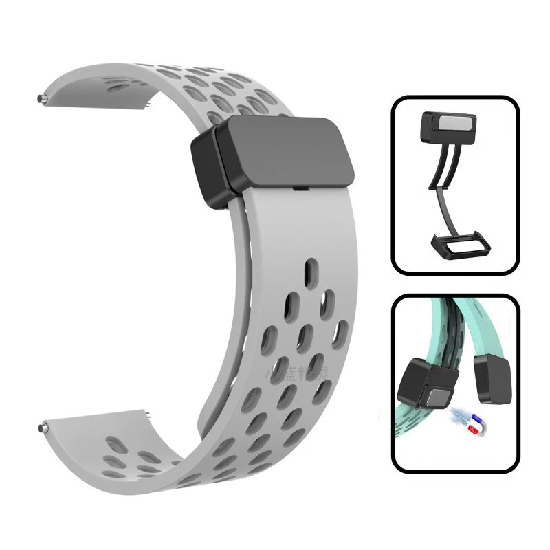 Dây đeo silicon 20mm cho amazfit gts 4/4 mini / gtr mini / 2 / 2e / gts 2 mini / amazfit bip 1s / gts 2 / bip lite / gtr 42mm dây đeo khóa từ silicon