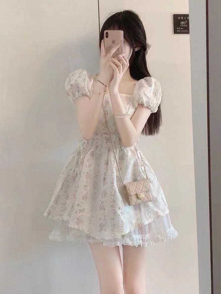 Đầm Hoa Tiểu Thư Chít Eo Sang Trọng Thiết Kế Tay Áo  Dành Cho Nữ Sinh