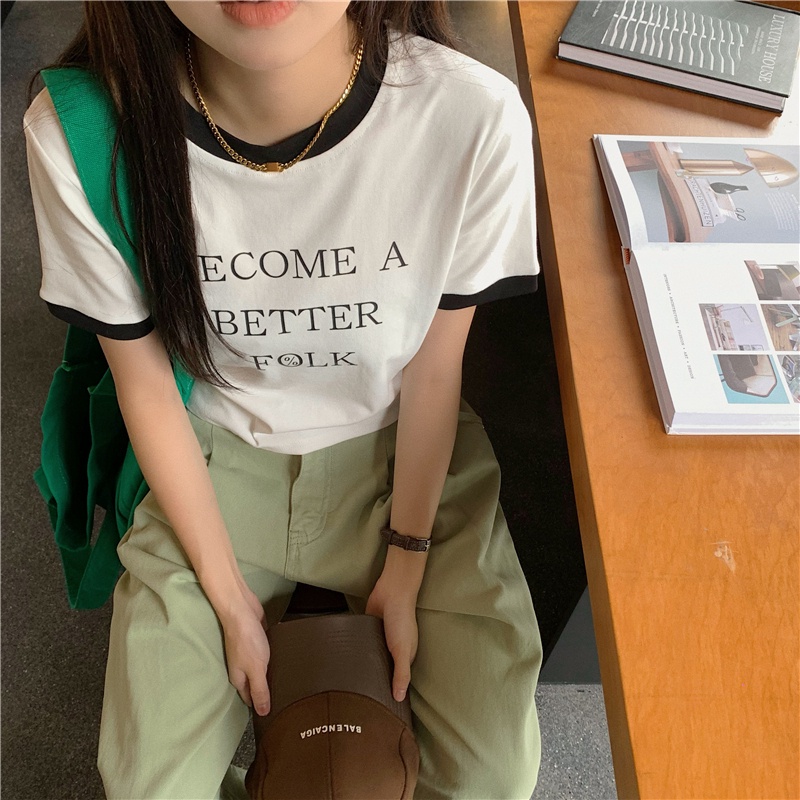 Áo Thun Cotton Ngắn Tay In Chữ Thời Trang Mùa Hè Cá Tính 64184