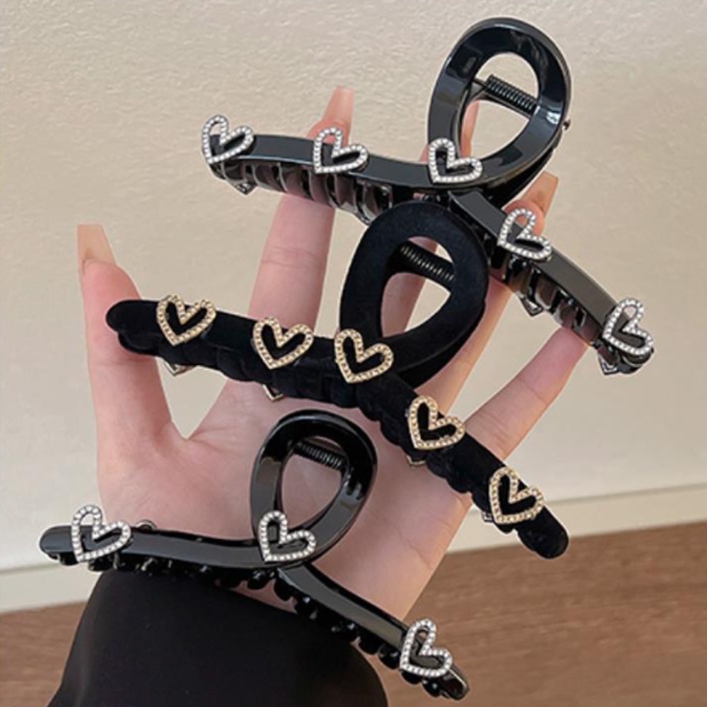 Kẹp Tóc Càng Cua Bằng Da Lộn Màu Đen Sáng Phong Cách Hàn Quốc Cho Nữ