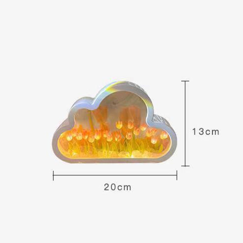 Đèn Ngủ Hình Hoa Tulip Đám Mây / Đám Mây / Đèn LED Kèm Khung Ảnh Để Bàn Trang Trí Phòng Ngủ Cho Bé Gái