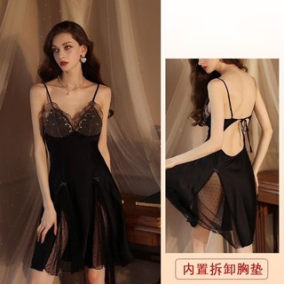 Đầm Ngủ Satin Phối Ren Gợi Cảm