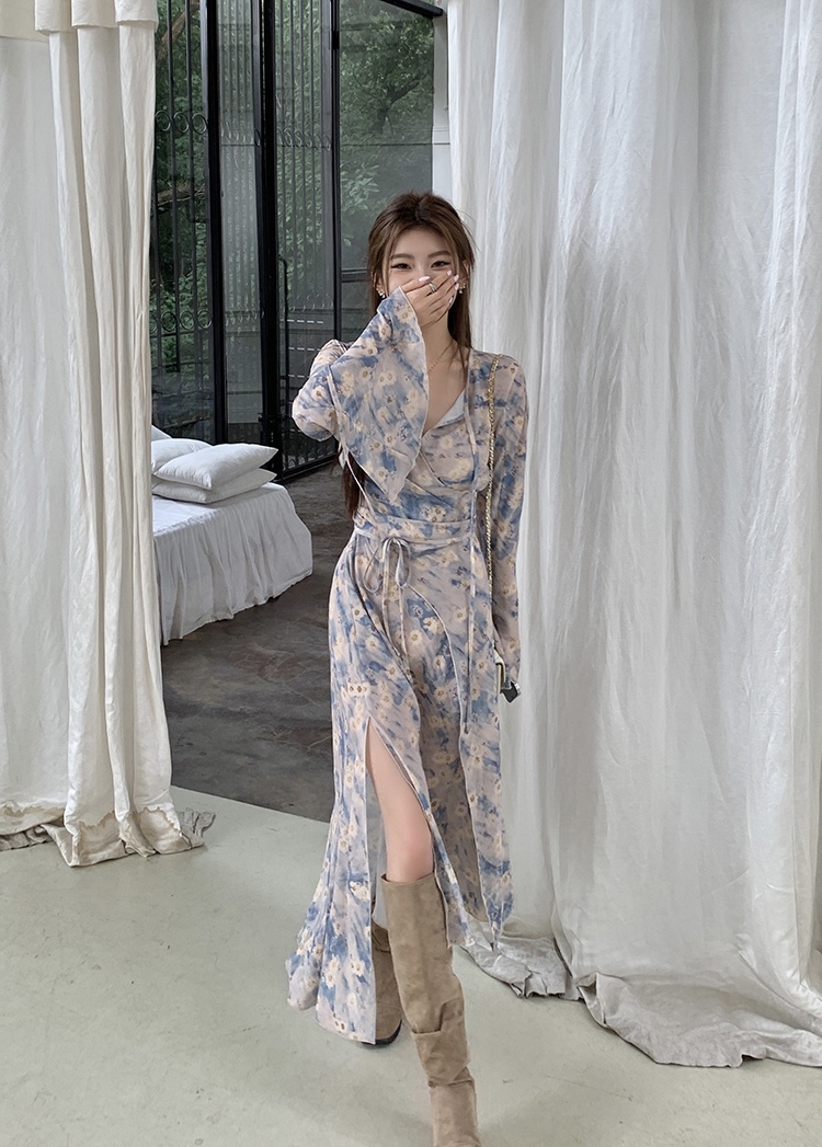 Đầm Hoa Tay Loe Phong Cách Pháp Cổ Điển Mùa Hè Kiểu Mới 66298