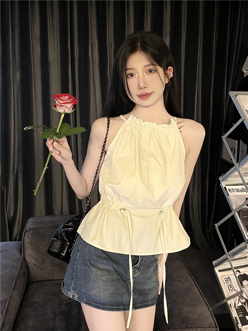 64694 Mùa Hè Phong Cách Mới Áo Vest Thiết Kế Dây Rút