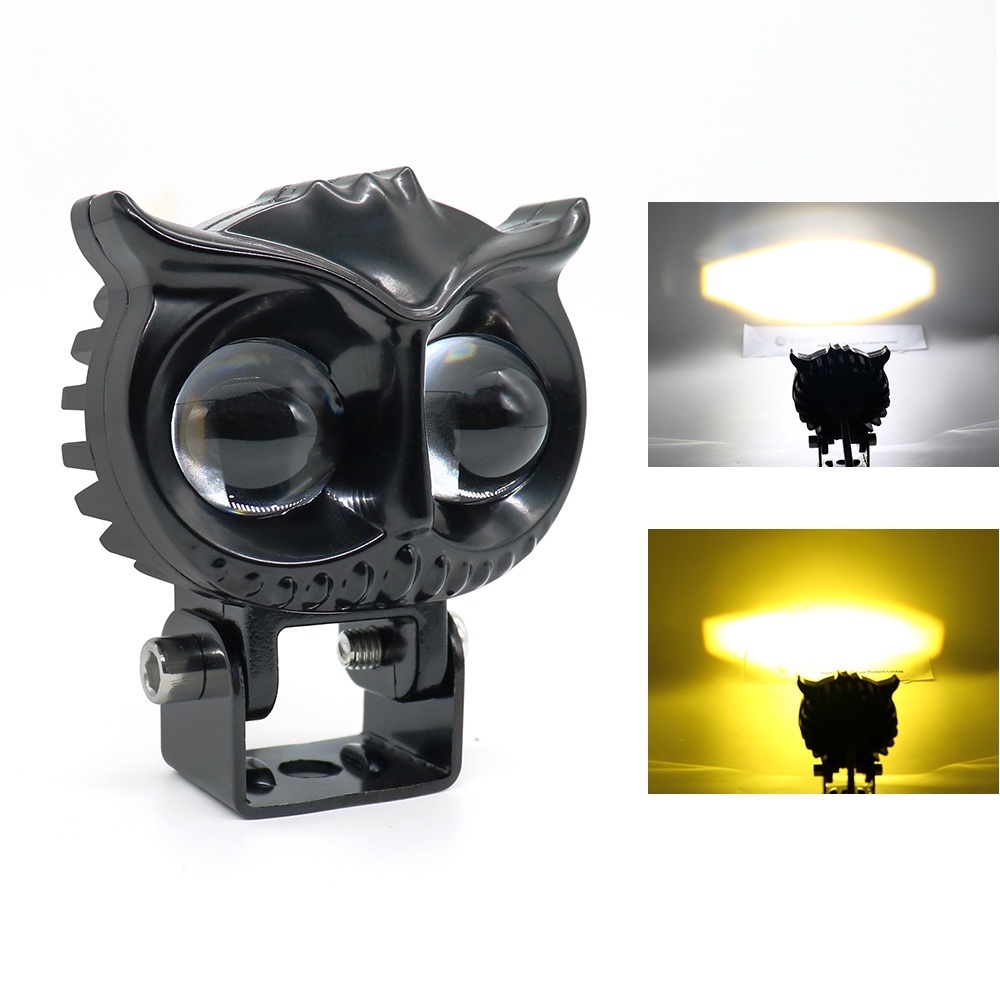 Đèn Pha LED Mini Hai Màu Sắc Hình Cú Mèo Nâng Cấp 2023 Cho Xe Hơi / Xe Máy