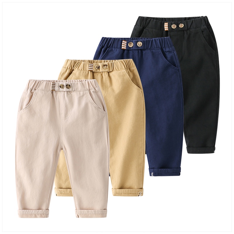 Quần Cotton Mỏng Màu Trơn Thời Trang Xuân Thu Dành Cho Bé Trai Và Bé Gái 2-8 Tuổi