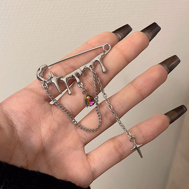 Trâm Cài Áo Dạng Chuỗi Tua Rua Phong Cách Hip Hop Tối Giản