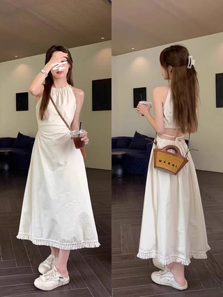 Đầm dây khoét eo dài giữa 64957
