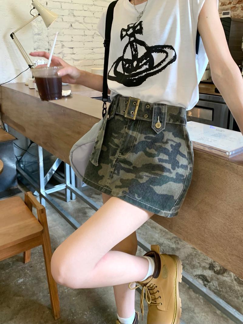 Popdiva Chân Váy bò jean chân  váy chữ a  American retro style 2023 NEW 071818