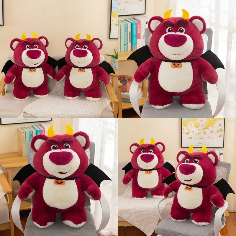 Dễ Thương Đồ chơi nhồi bông Hình Gấu Dâu Tây Ác Quỷ Màu Tối Đáng Yêu