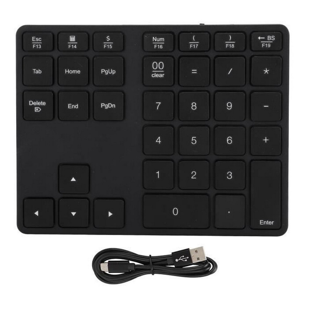 Bàn Phím Số 35 Phím Bluetooth Không Dây Mini Siêu Mỏng Màu Đen Di Động Có Thể Sạc Lại Cho Laptop / PC