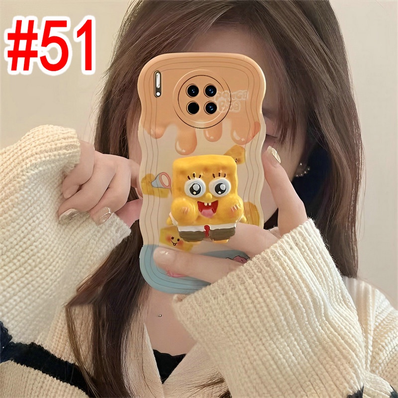 Samsung Galaxy A54 A34 A24 A14 A04 A12 A73 A53 A52 A52S A33 A32 A23 A72 A22 A13 4G 5G A03S A02S A11 A02 A03 A51 A50 A50S A30S A20 A30 A20S A10S A21S M12 M22 M32 M11 M02 Cute Waves Edge Airbag Shockproof Soft Phone Case Spongebob Patrick Star Stand BW 51