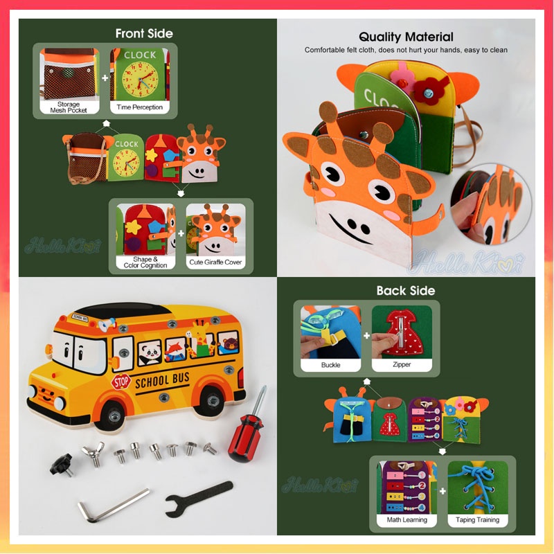 Bảng Đồ Chơi Luyện Tập Kỹ Năng Động Cơ Cảm Biến Em Bé Theo Phương Pháp Montessori