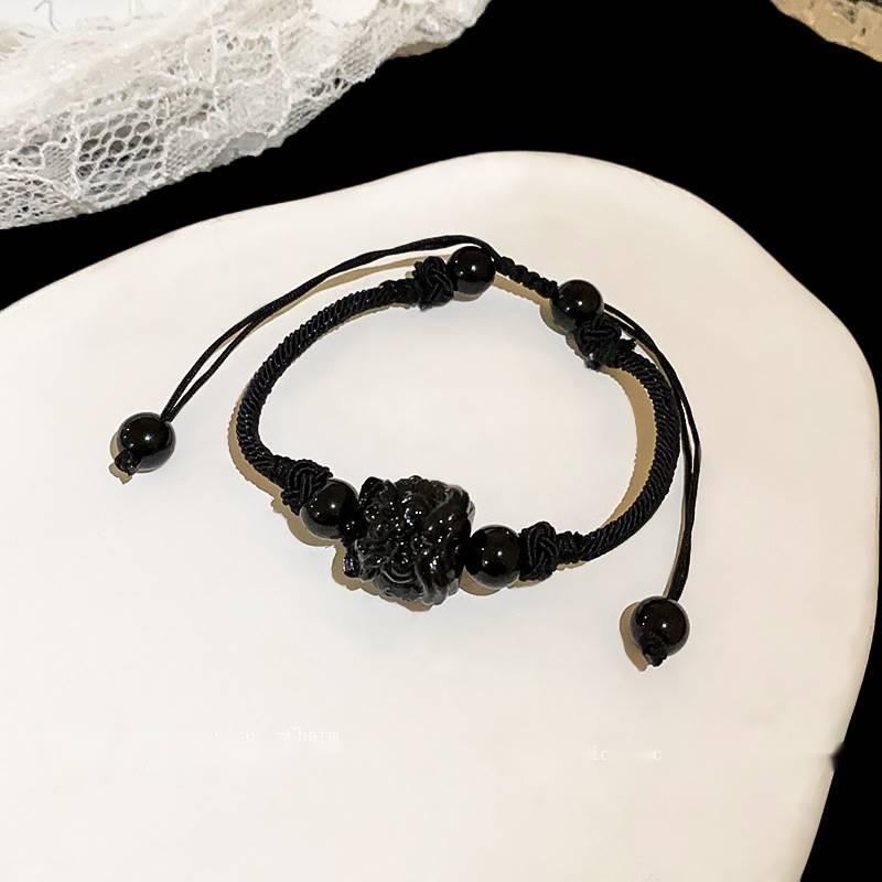 Vòng Tay Dây Bện Mặt Sư Tử Phong Cách Hàn Quốc Thời Trang