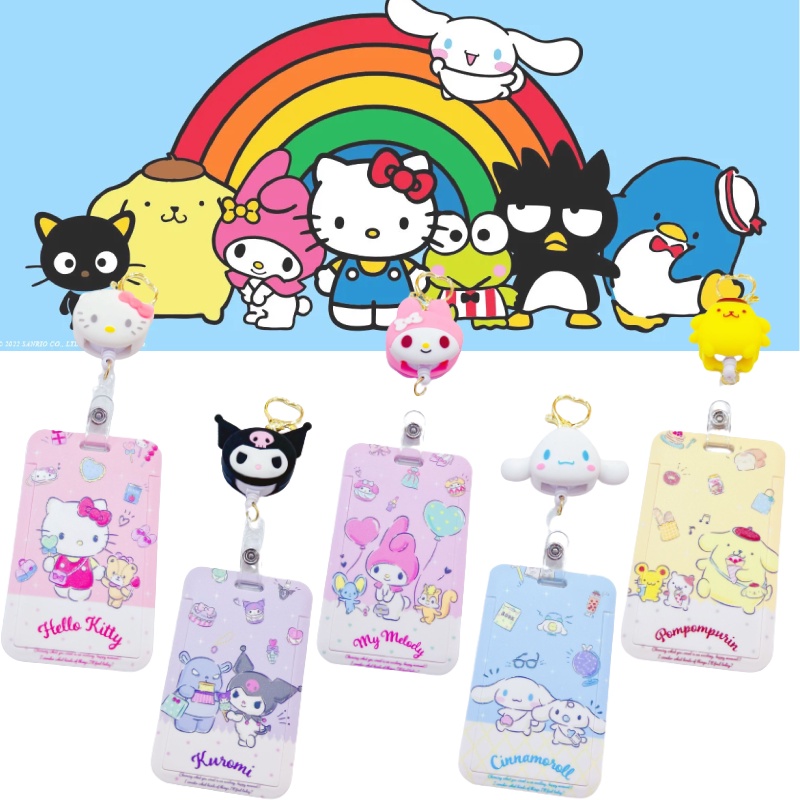 Hộp Đựng Thẻ Cứng Có Dây Xích Kéo Và Nắp Trượt In Hình Sanrio Kuromi Cinnamoroll Melody