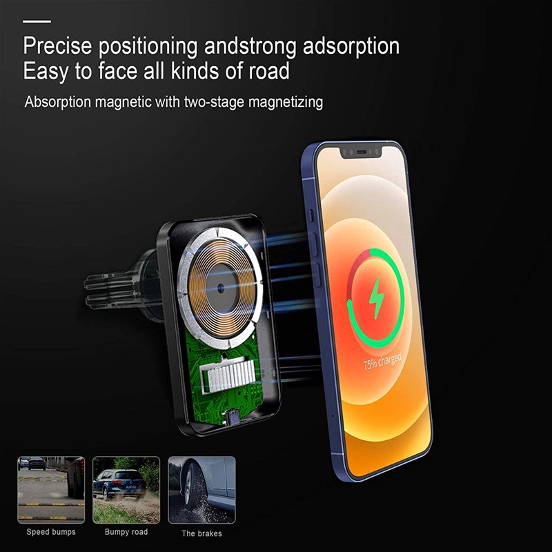 Đế Sạc Điện Thoại Không Dây 60W Kẹp Xe Hơi Cho Android Và IPhone 14 13 12 Pro Max Samsung Xiaomi Huawei