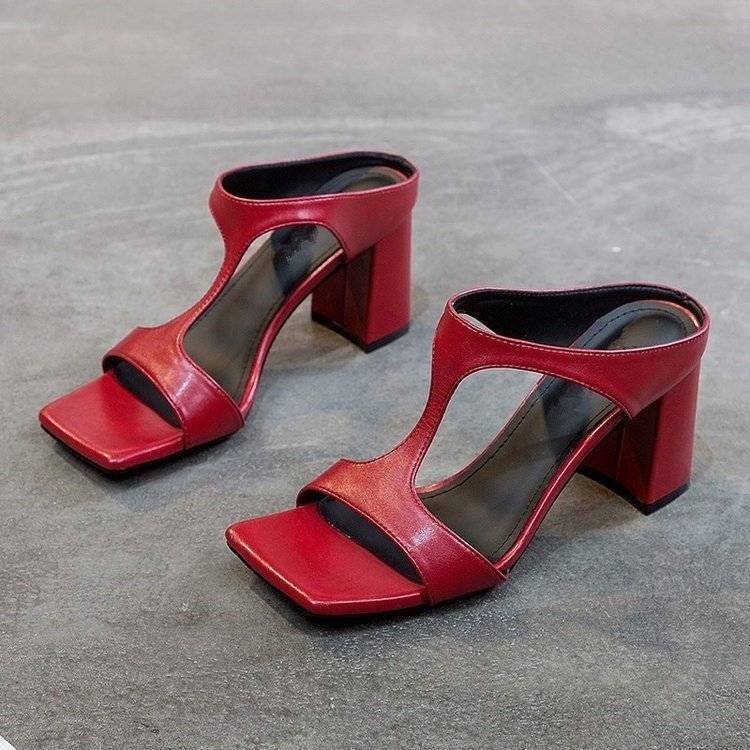 🙌Sandal Cao Gót Hở Ngón Mũi Vuông Phong Cách Mới 2023 Dễ Phối Đồ
