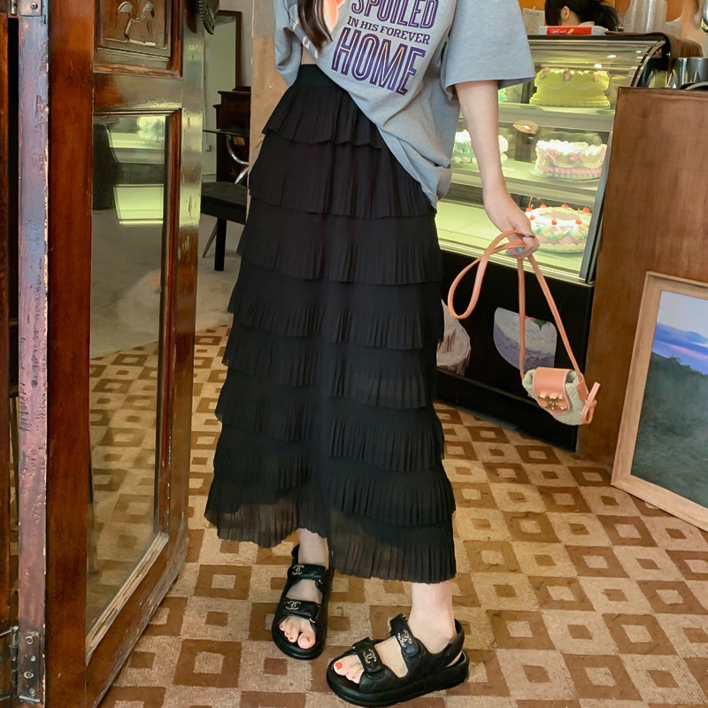 Chân Váy Voan Chữ A Lưng Cao Xếp Tầng Phong Cách Mới 62421